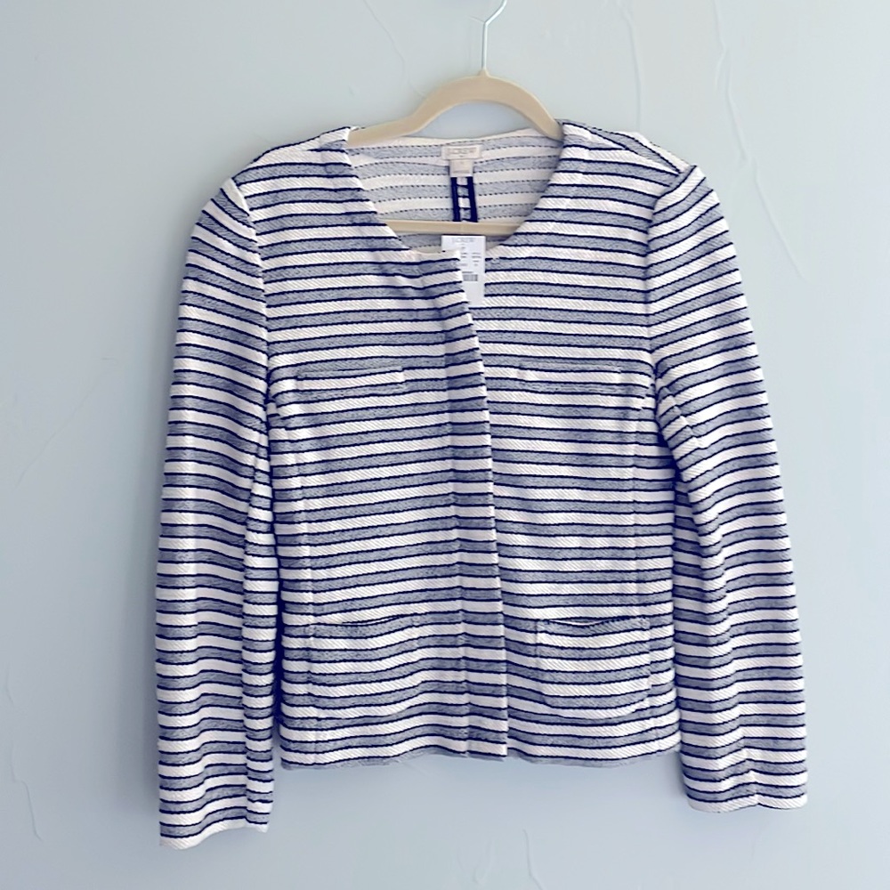 J Crew jacket in navy and white stripe, size small